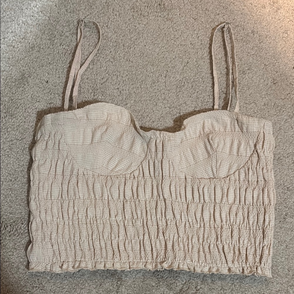 Zara Cream Smocked Camisole Top